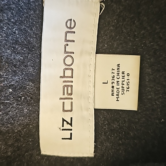 Liz Claiborne wool hooded long jacket zipper front decorative buttons Large - Picture 8 of 11